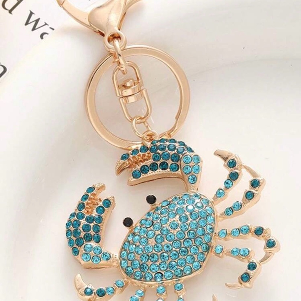 Colorful Rhinestone Crab Keychain – Cute Bag & Car Charm